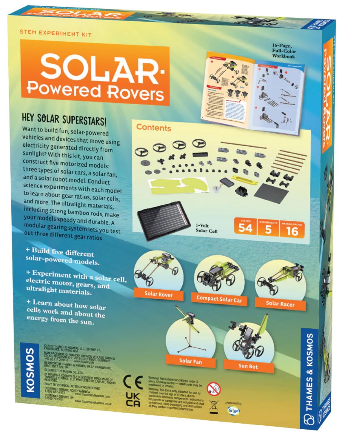 Thames & Kosmos Solar-Powered Rovers STEM Experiment Kit | Build 5 Vehicles & Devices Powered by The Sun | Solar Energy Actvities for Ages 8+