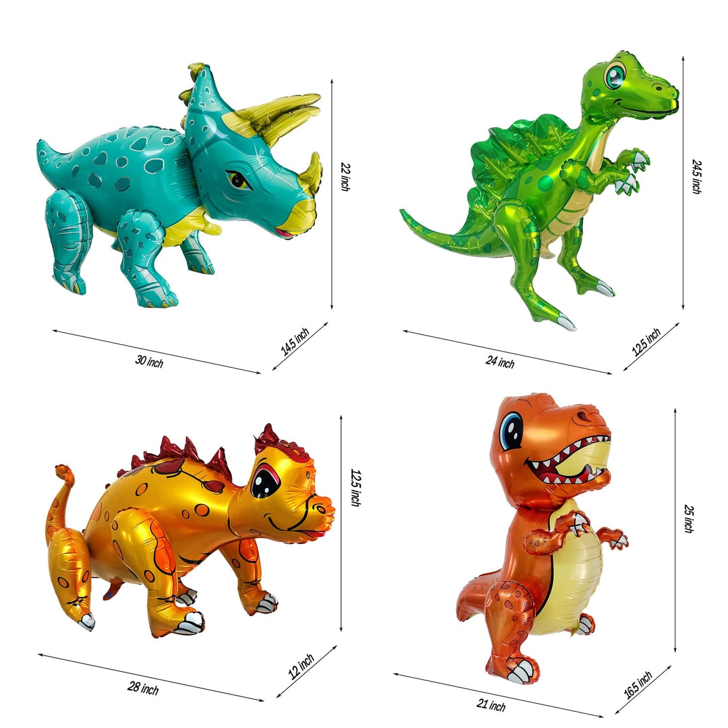 Giant 3D Dinosaur Balloon for Birthday Party Decorations, Cute Self Standing Dino Balloons, Aluminium Foil Balloons for Birthday Party Supplies Decor
