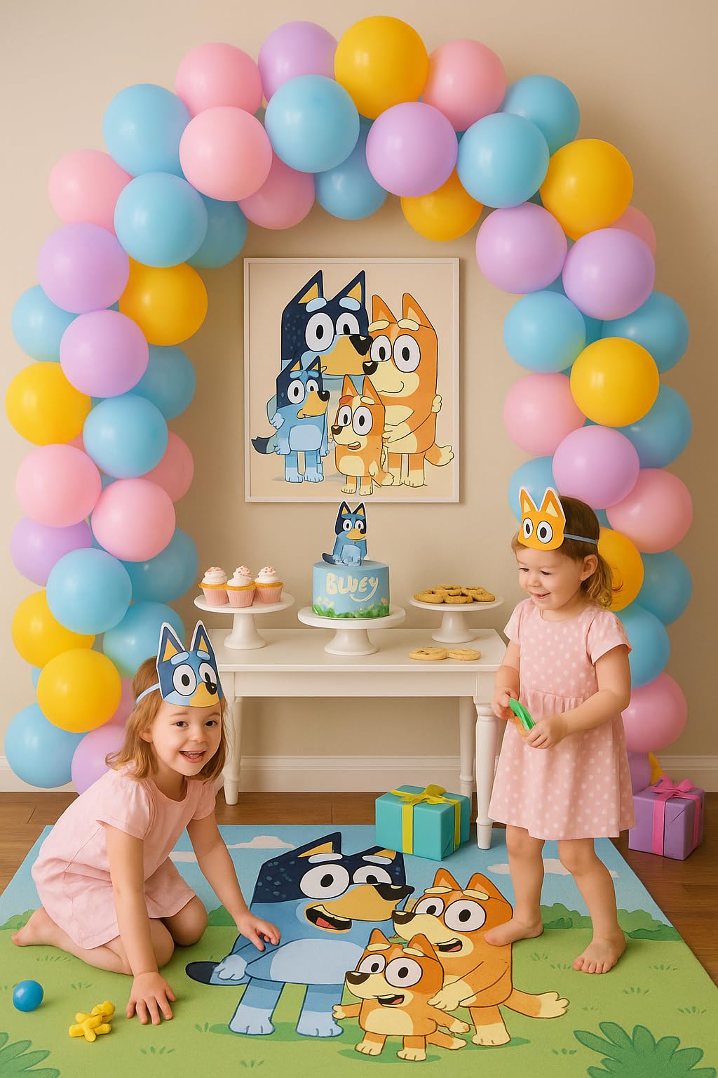 Beaumode Blue Dog Daisy Balloon Arch Garland Kit for Girls Wackadoo I'm Two Birthday Puppy Pawty Blue Dog Party Bingo Birthday Daisy Flower Groovy
