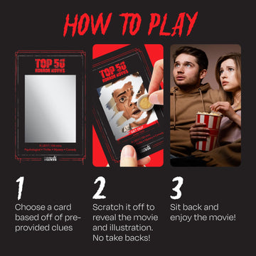 Premium Top 50 Horror Movies Scratch Off Cards - Horror Movie Gifts for Movie Night - Horror Lovers Gifts for Men & Women - Scary Movie Gifts - Horror