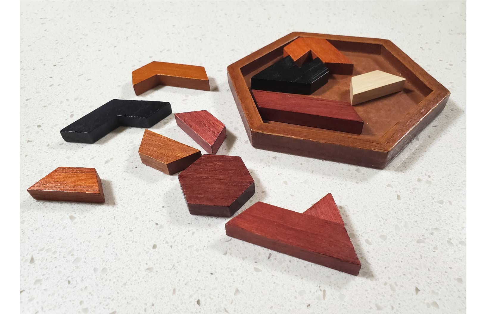 Hexagon Wooden Puzzle Toy - Brain Teasers - Brain Teaser Puzzles for Adults and Kids