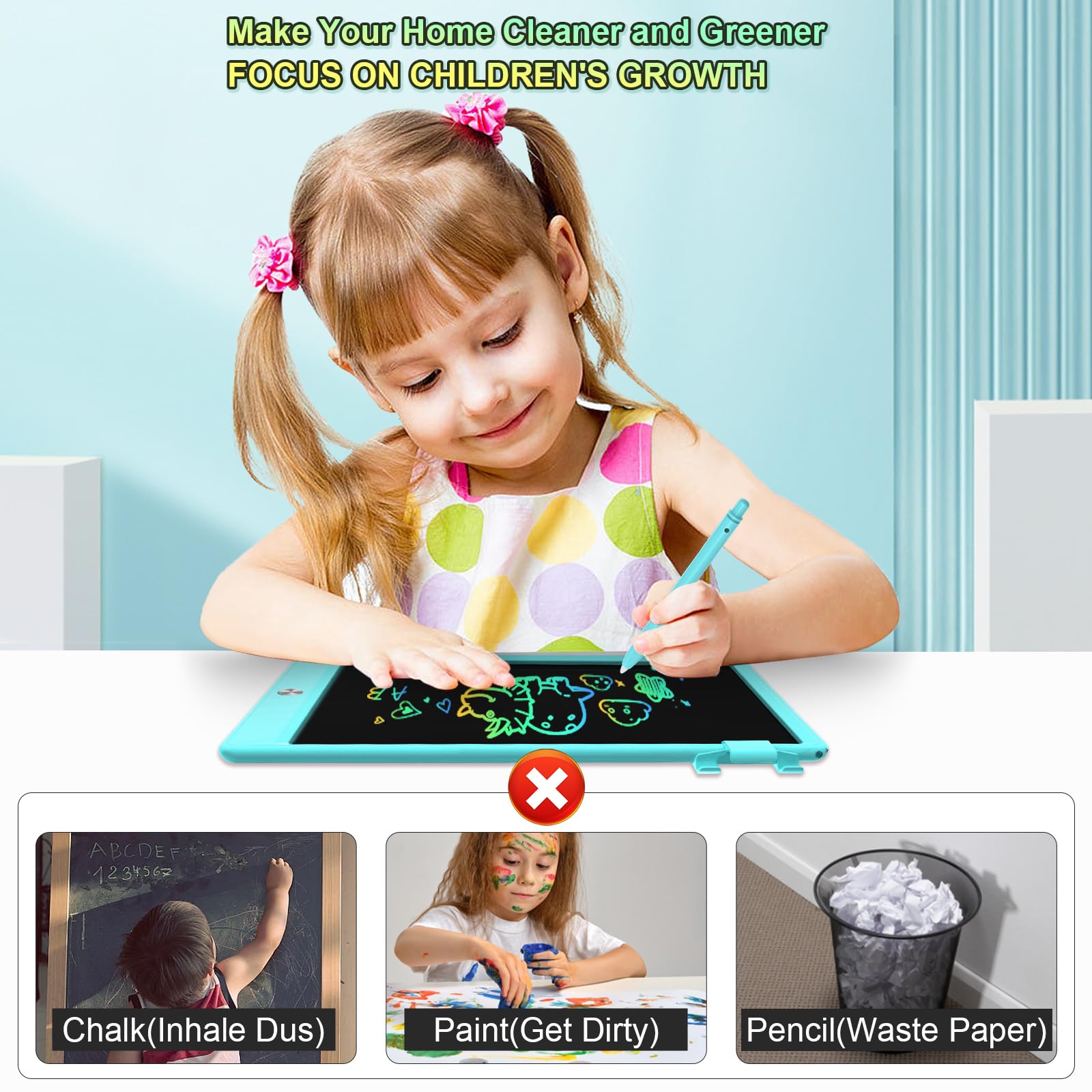 CHAFEGY 10.5 Inch LCD Writing Tablet for Kids, Colorful Toddler Doodle Board - Erasable Drawing Pad, Educational Learning Toy for Ages 3-8