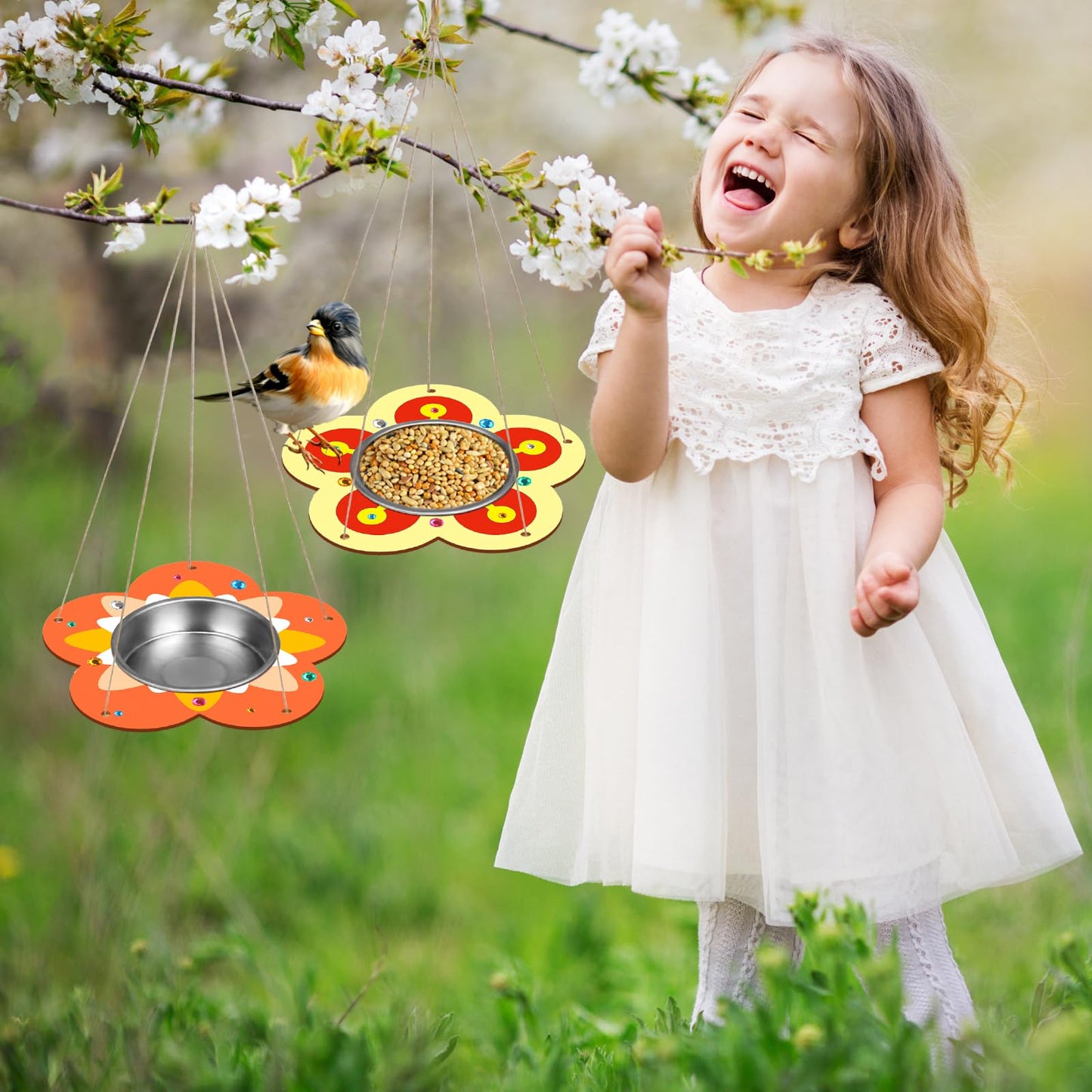 Fennoral 4 Pack Bird Feeder Kits for Kids Make Your Own Bird Feeders Wooden Art and Craft for Girls Boys Ornaments DIY to Paint Craft for Garden