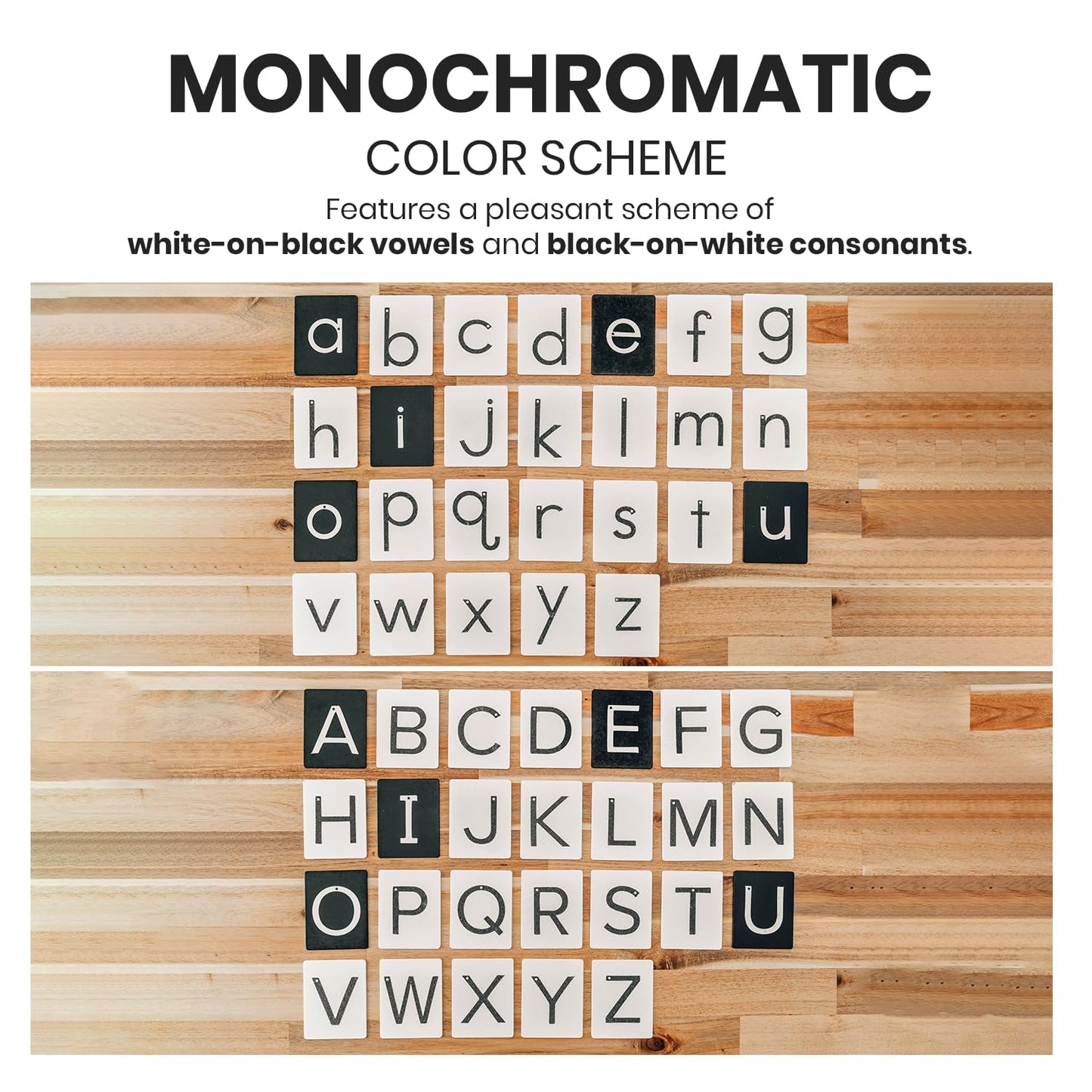 Montessori Sandpaper Letters Set | Black & White Lowercase Tactile Letter Cards | 3.5"x2.8" Alphabet Sensory Learning Tool | Sensory Letters