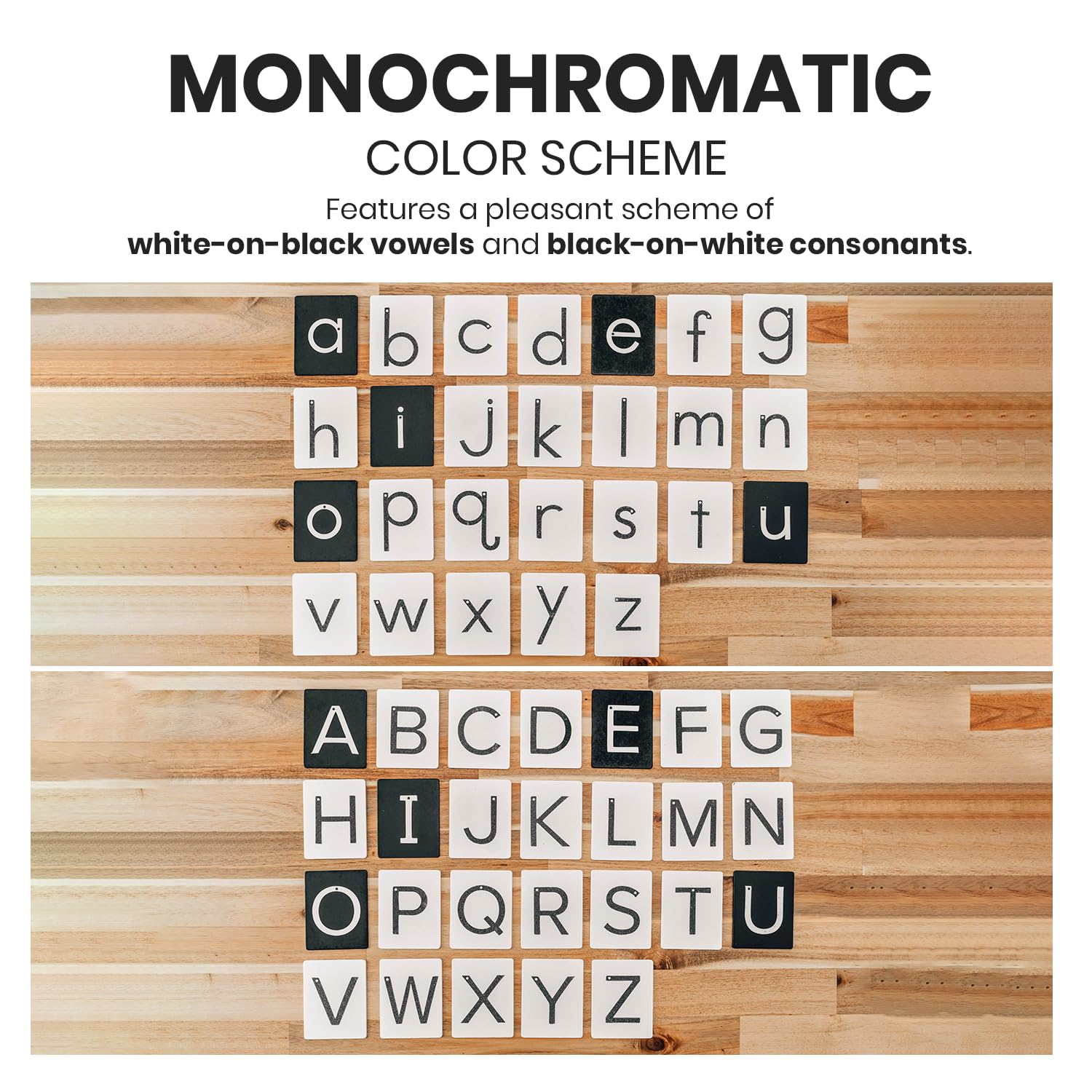 Montessori Sandpaper Letters Set | Black & White Lowercase Tactile Letter Cards | 3.5"x2.8" Alphabet Sensory Learning Tool | Sensory Letters