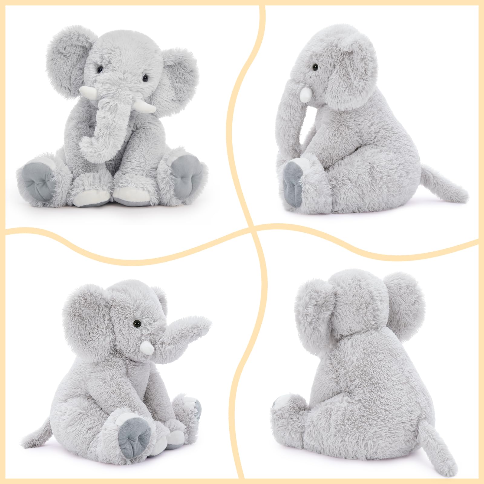 Toys Studio 19.6 Inch Stuffed Elephant Giant Plush Grey Elephant Stuffed Animal for Kids Girls Birthday Gifts Christmas Valentine's Day Mother's Day