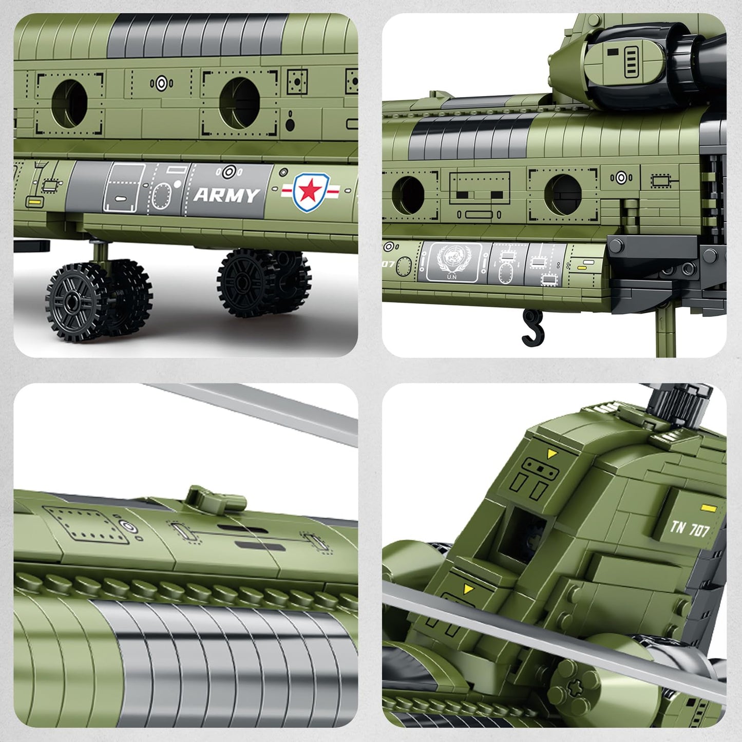 Ruikytech CH-47 Helicopter Model Toy, Building Block Military Transport Airplane Toy Kit for Teenagers and Adults(1451 Pieces)