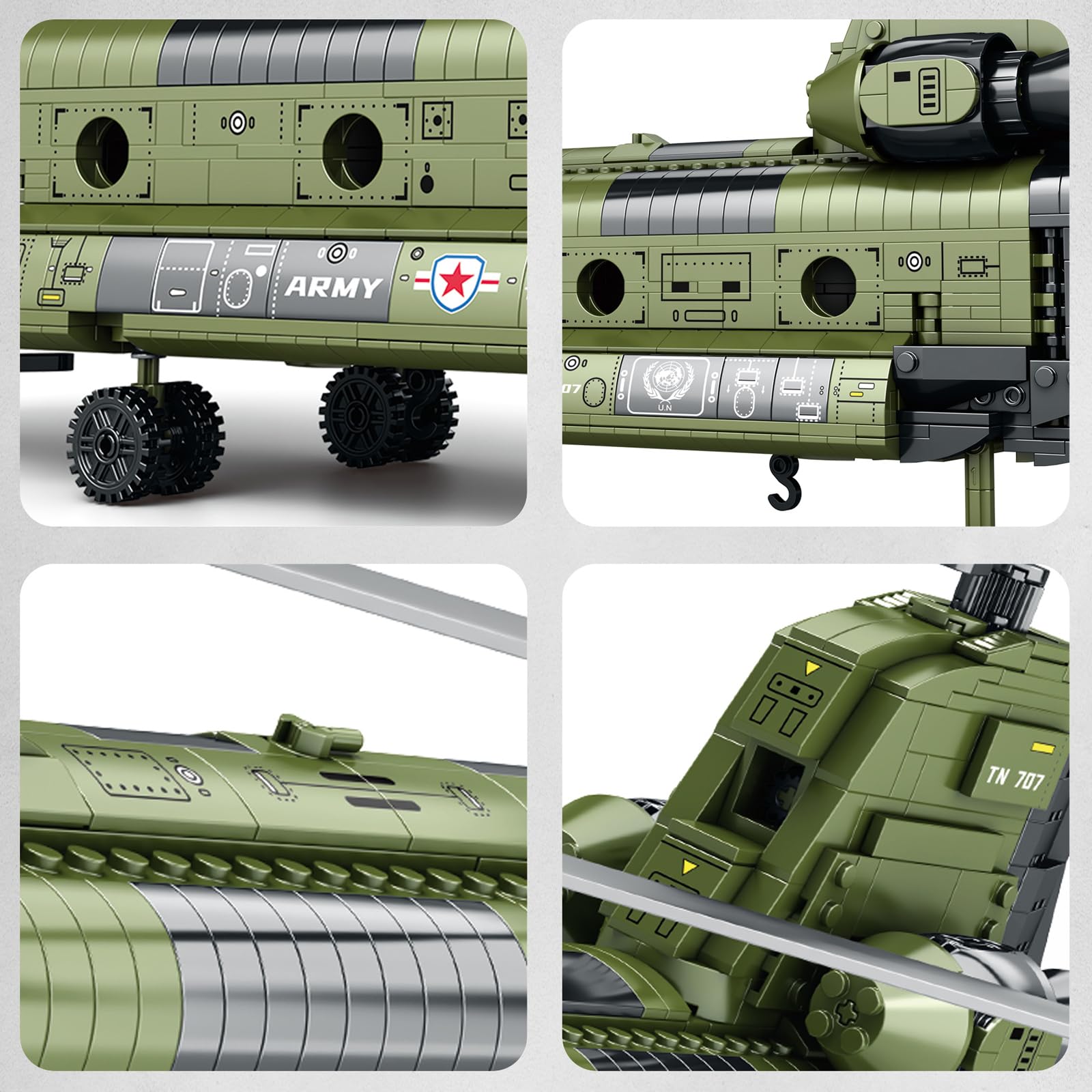 Ruikytech CH-47 Helicopter Model Toy, Building Block Military Transport Airplane Toy Kit for Teenagers and Adults(1451 Pieces)