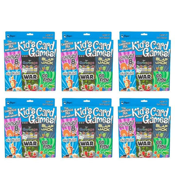 Regal Games Card Games for Kids - Go Fish, Crazy 8's, Old Maid, Slap Jack, Garbage Monsters, War - Simple & Fun Classic Family Table Game Sets (6 x 6)