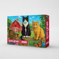 Springbok Farm Cats 500 Piece Jigsaw Puzzle for Adults & Family - Poster Now Included - Country Farm Art, Playful Cats Illustration - Unique Cut