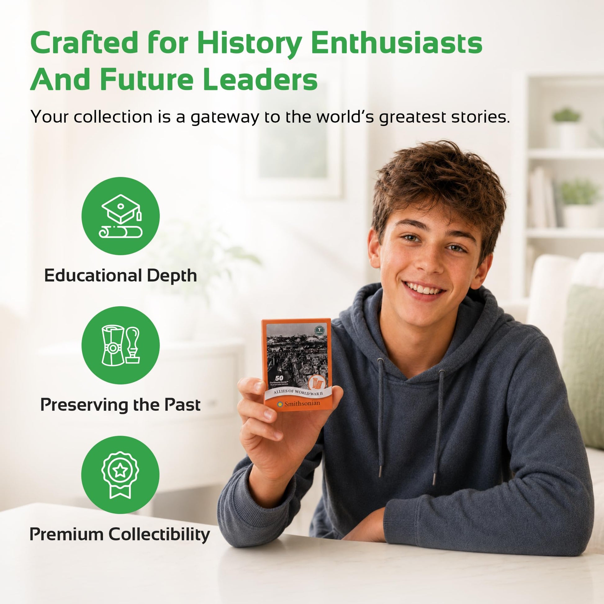 Parkside Curiosity Cards - Allies of WWII Collectible Trading Cards - 50 War History Flashcards - Smithsonian World War 2 Educational Flash Cards for