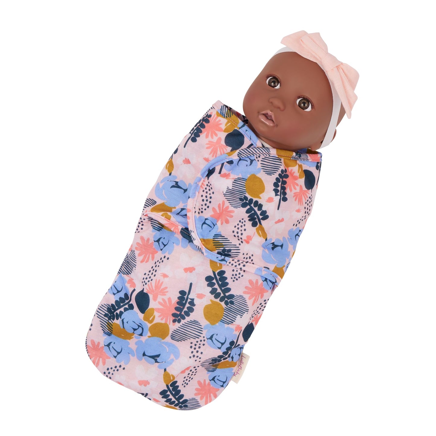 LullaBaby - 14-Inch Realistic Baby Doll - Floral Swaddle & Pink Bow Headband - Hazel Eyes & Warm Skintone - Pretend Play 2+ Years- Baby Doll & Floral
