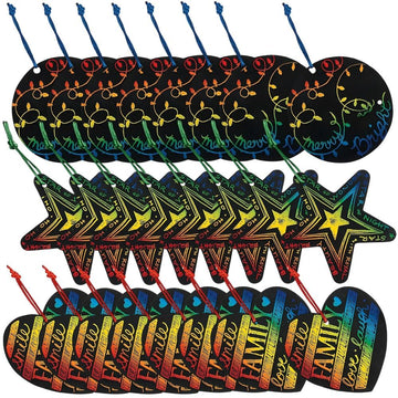 Fun Express Magic Color Scratch Ornaments (24PC)