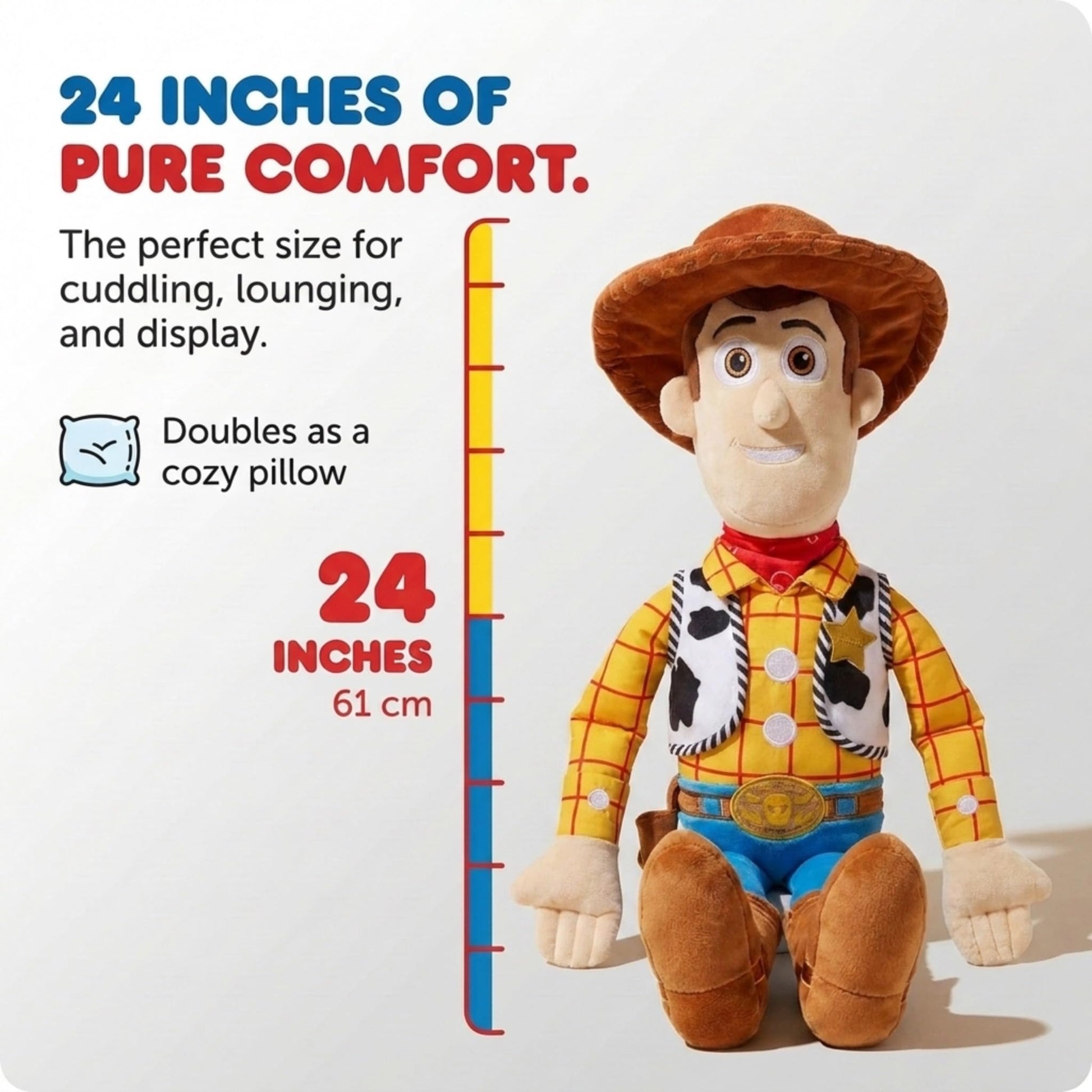 Jay Franco Kids Toy Story Plush Pillow Buddy - Large Ultra-Soft Stuffed Plushie & Cozy Pillow, Official Licensed Product, 24 Inches, Multi - Toy Story
