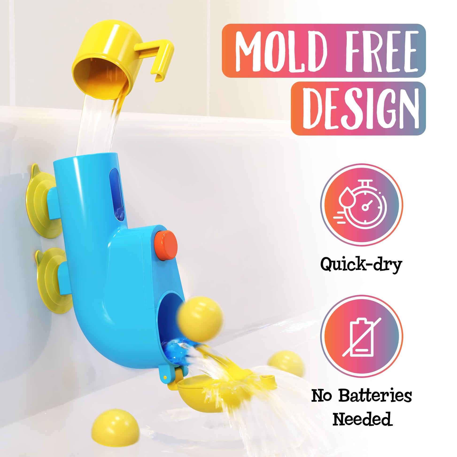 Fill N' Splash Submarine Bath Toy - Bath Toys for Toddlers 1-3 - 4 - 5 Years Old Bath Tub Toys for Boys & Girls - Toddler Bath Toys - Bathtub Toys