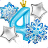 Frozen 4th Birthday Party Decorations Balloon, 40" Elsa 4 Balloon with Crown SnowFlake Foil Mylar Balloons for Princess Anna Elsa Frozen Theme