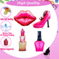 8Pcs Hot Pink Balloon Kit Red Lips, Lipstick, High Heels, Nail Polish Balloons Threenager Birthday Decorations Girl, Bachelorette Party, Girls Night