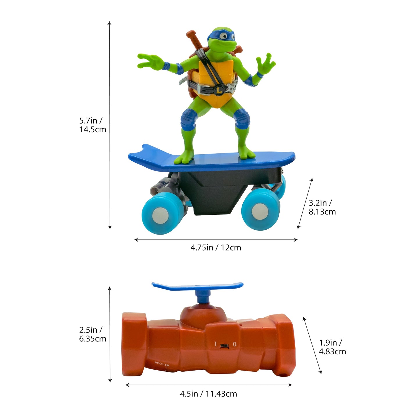 TEENAGE MUTANT NINJA Turtles Toy, Leonardo Half Pipe RC Skate Vehicle, 2.4 GHz Skateboard Controller, Mutant Mayhem TMNT Remote Control Toy for Kids