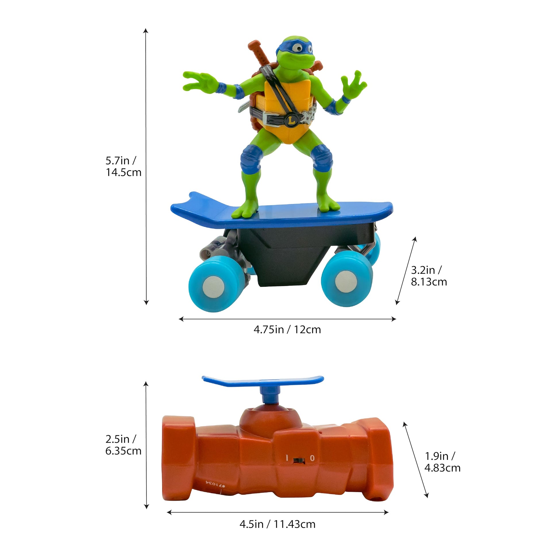 TEENAGE MUTANT NINJA Turtles Toy, Leonardo Half Pipe RC Skate Vehicle, 2.4 GHz Skateboard Controller, Mutant Mayhem TMNT Remote Control Toy for Kids