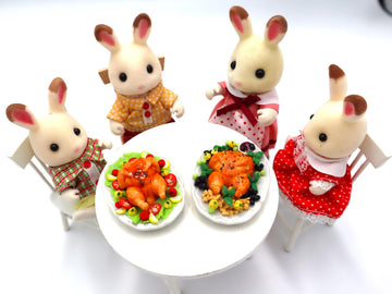 Dollhouse Miniature Roasted Turkey Food Set (2pcs) - Realistic Tiny Food Accessories for Dollhouse Collectibles