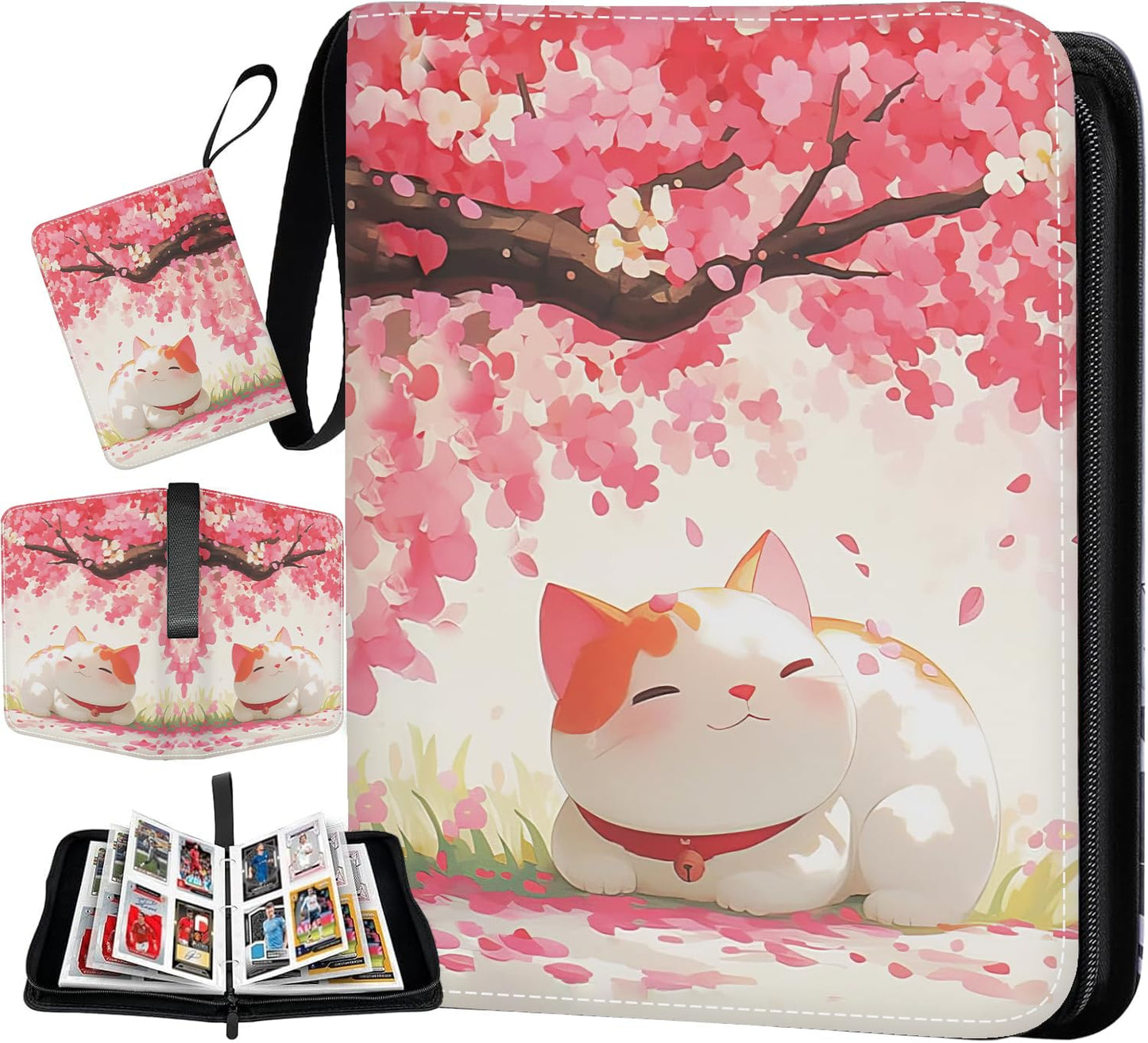Trading Card Binder 50 Pages 400 Pockets Compatible with TCG, MTG, Yu-Gi-Oh Cards, Portable Waterproof PU Card Holder, Collectible Card Album for