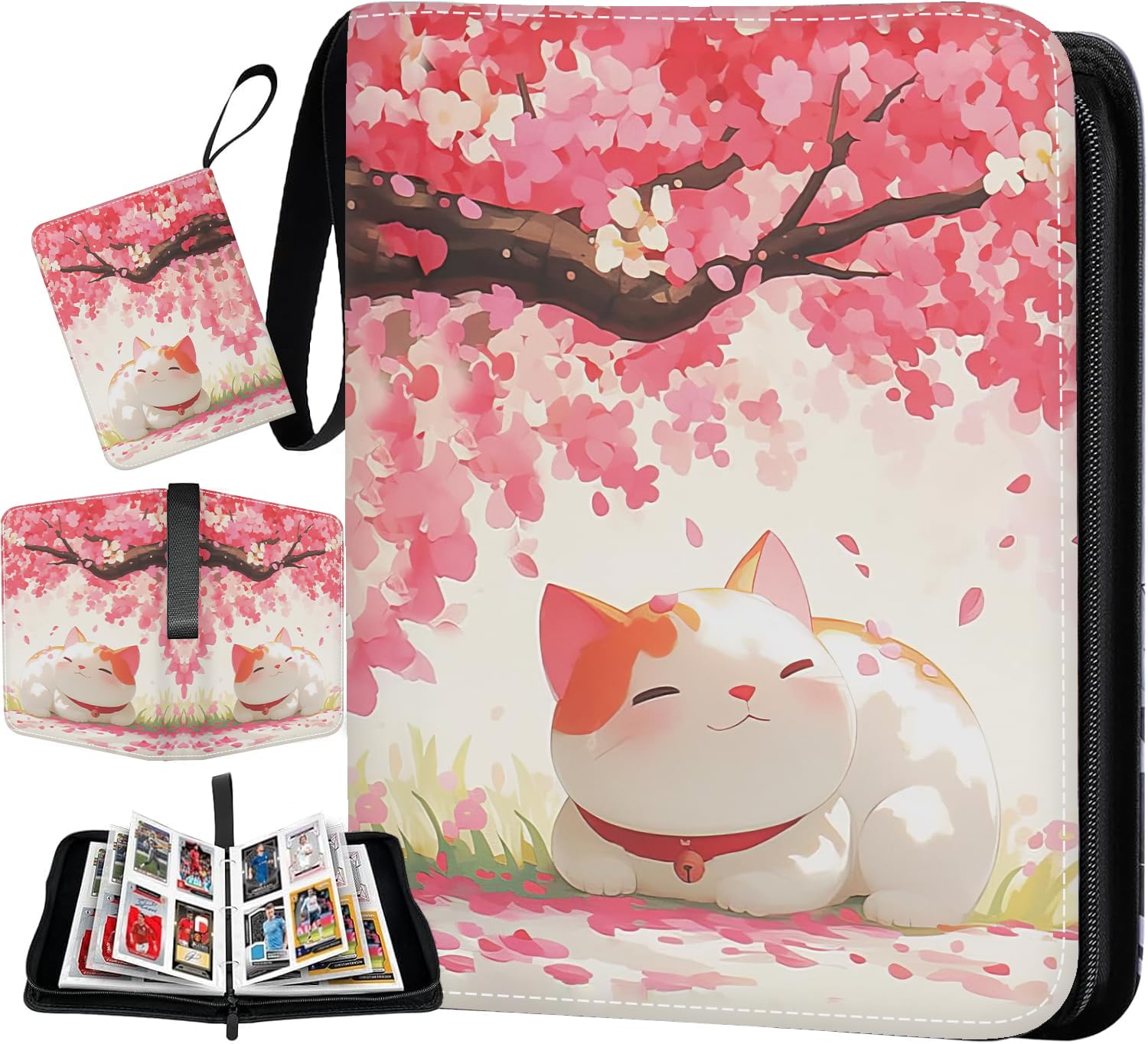 Trading Card Binder 50 Pages 400 Pockets Compatible with TCG, MTG, Yu-Gi-Oh Cards, Portable Waterproof PU Card Holder, Collectible Card Album for