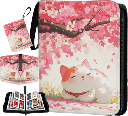 Trading Card Binder 50 Pages 400 Pockets Compatible with TCG, MTG, Yu-Gi-Oh Cards, Portable Waterproof PU Card Holder, Collectible Card Album for