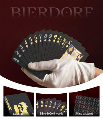 BIERDORF Diamond Waterproof Black Playing Cards, Poker Cards, HD, Deck of Cards (Black)