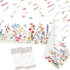 2 Pcs Wildflower Tablecloth Spring Summer Floral Table Cover for Butterfly Wildflowers Theme Picnic Dining Holiday Weeding Baby Shower Birthday Tea