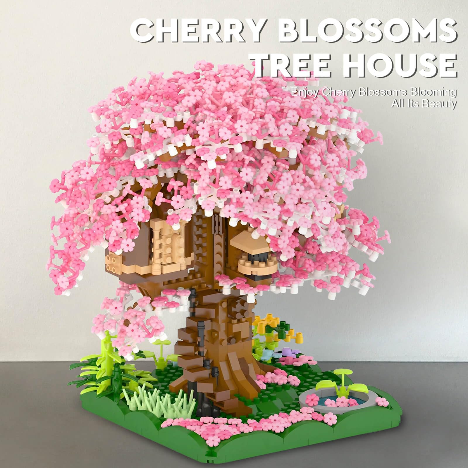 Vziimo Cherry Blossom Bonsai Tree Building Set, Japanese Sakura Tree House Model Sets for Adults, 2028Pcs Mini Micro Bricks Collectible Creative Gift