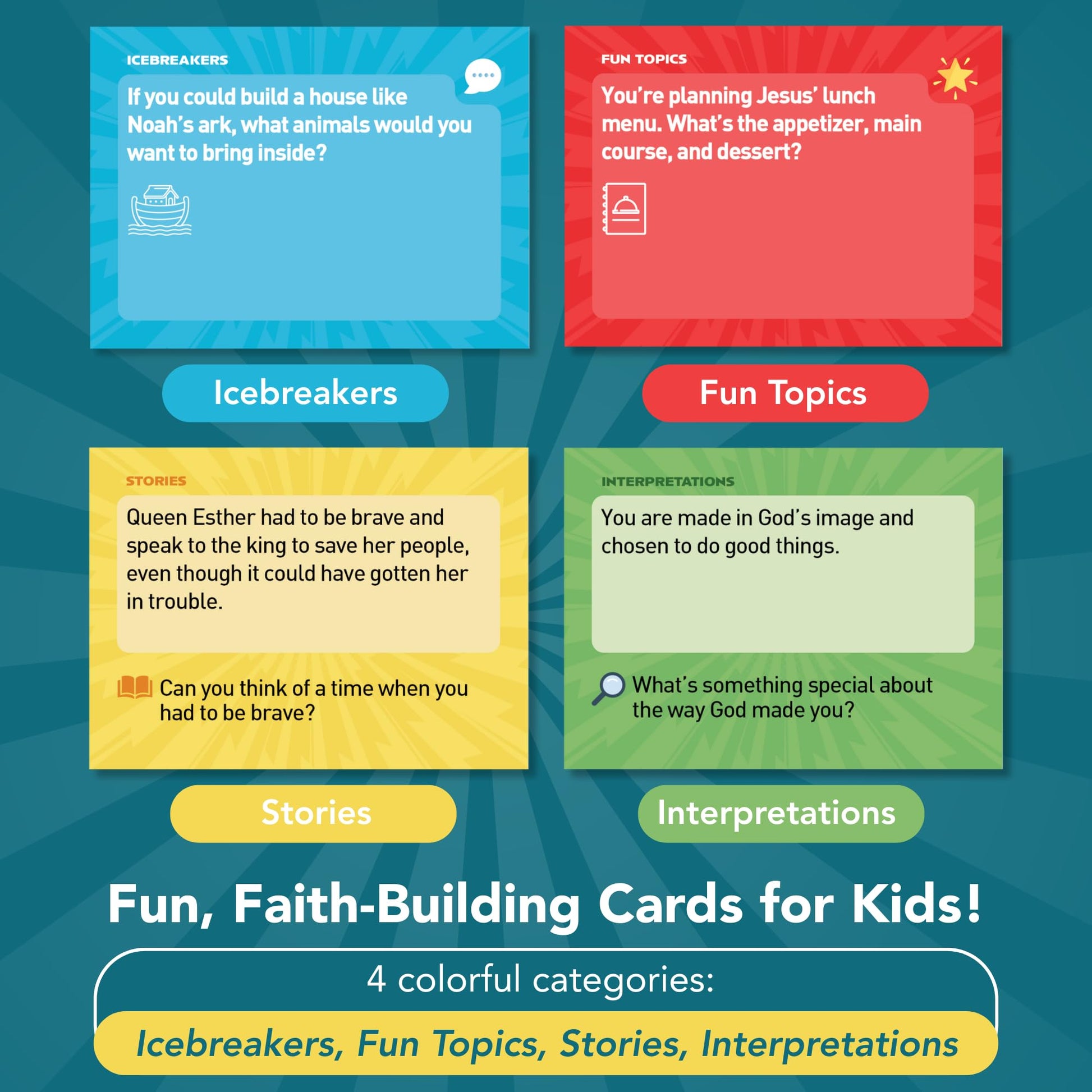 Kulture Games - Bible Conversation Cards for Kids - Christian Family Games - Faith Based Educational Card Games - Sunday School Christian - Gifts