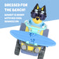 Bluey Bandit Surf Beach Toy Set, Exclusive 3" Poseable Bandit Figure Beach Toy Kit with Sunglasses, Quad Bike & Surfboard Accessories