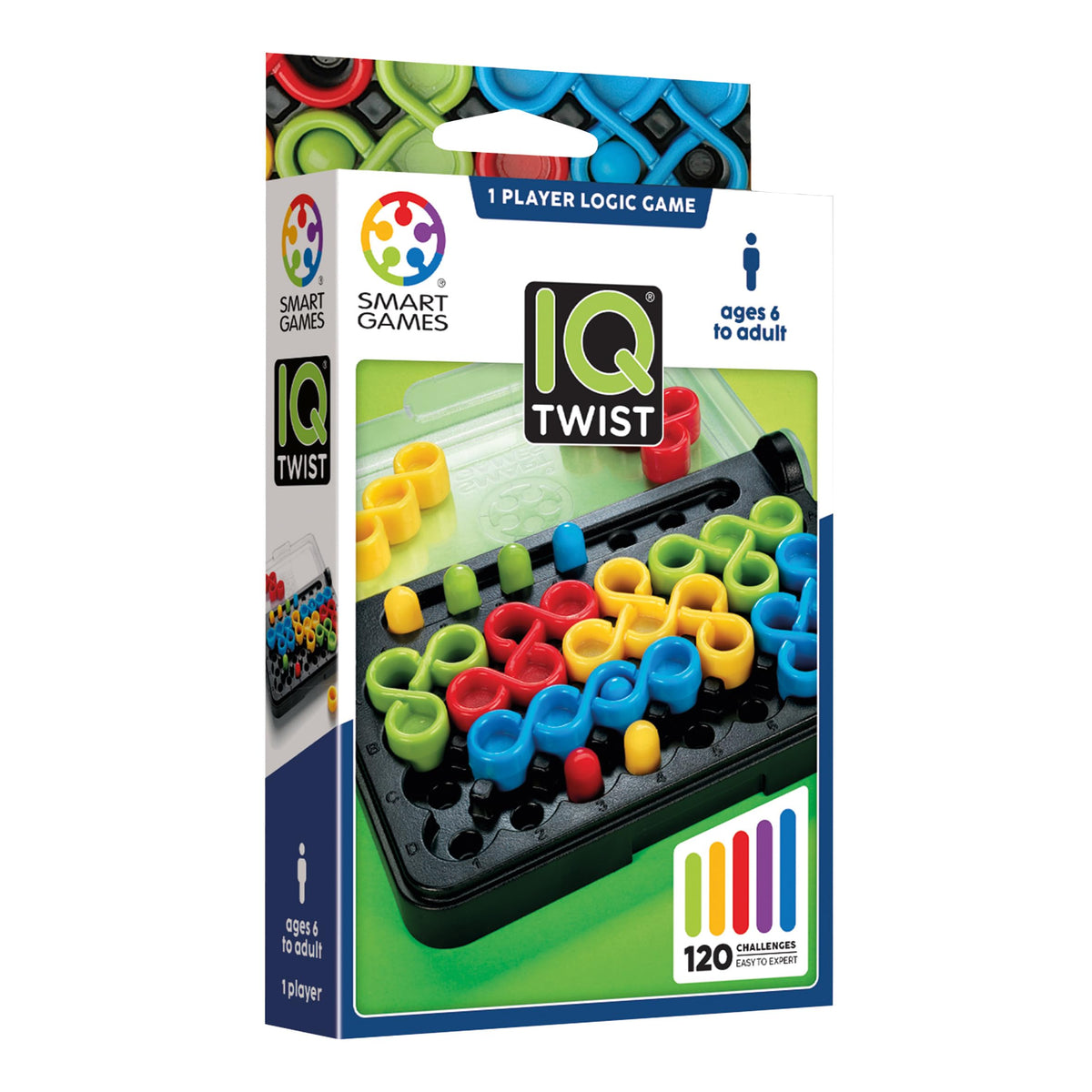 SmartGames IQ Twist, a Travel Game for Kids and Adults, a Cognitive Skill-Building Brain Game - Brain Teaser for Ages 6 & Up, 120 Challenges in