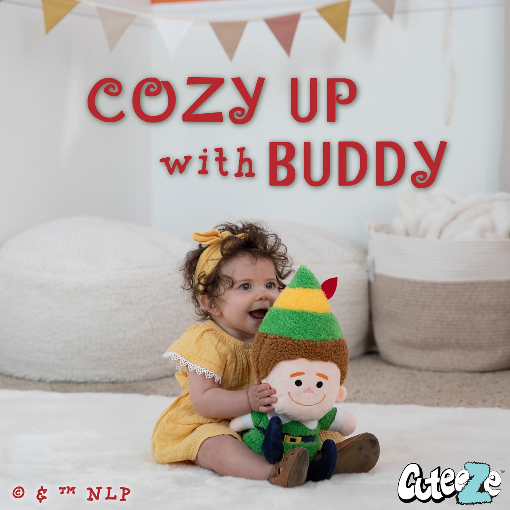 Kids Preferred WB Elf Cuteeze Plush - Super Soft Cozy Materials, Embroidered Details, Crinkle & Beans in Bottom, Ages 0 Months and Up, 12 in