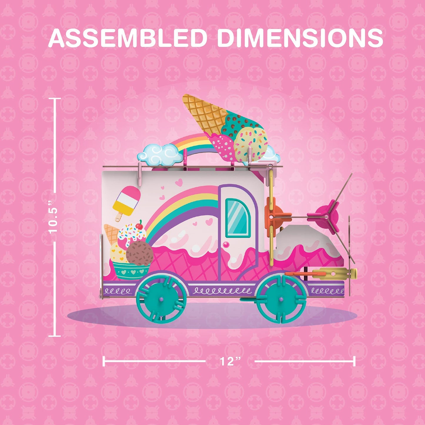PINXIES Unicorn Ice Cream Truck | Build-Your-Own Magical Animals Play Set, Kids 3D Puzzle Toy - STEM Girl Toys Ages 6-7 and Up