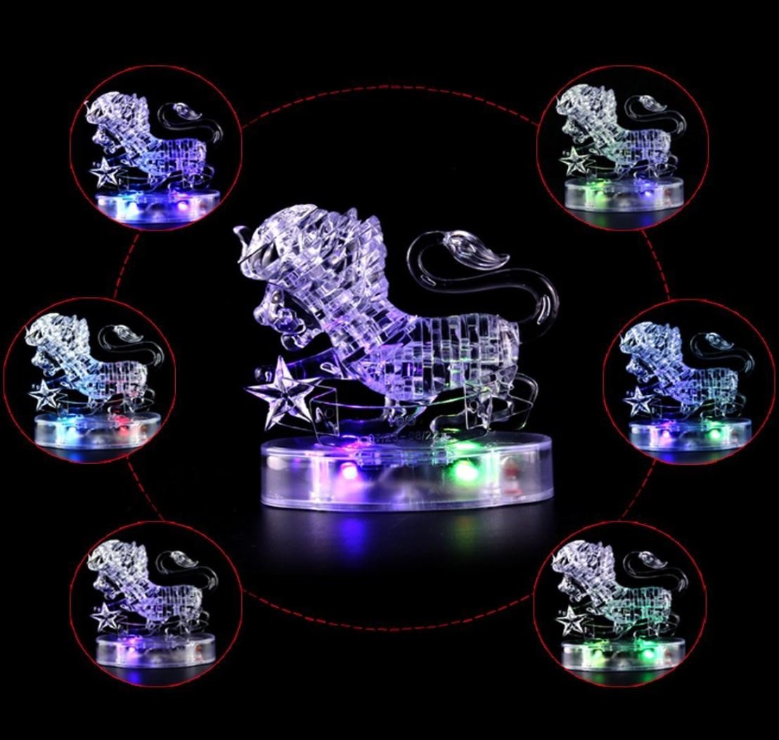 Graces Dawn® Crystal Twelve Constellations Deluxe 3D Puzzle Colorful Crystal Decoration (Leo)