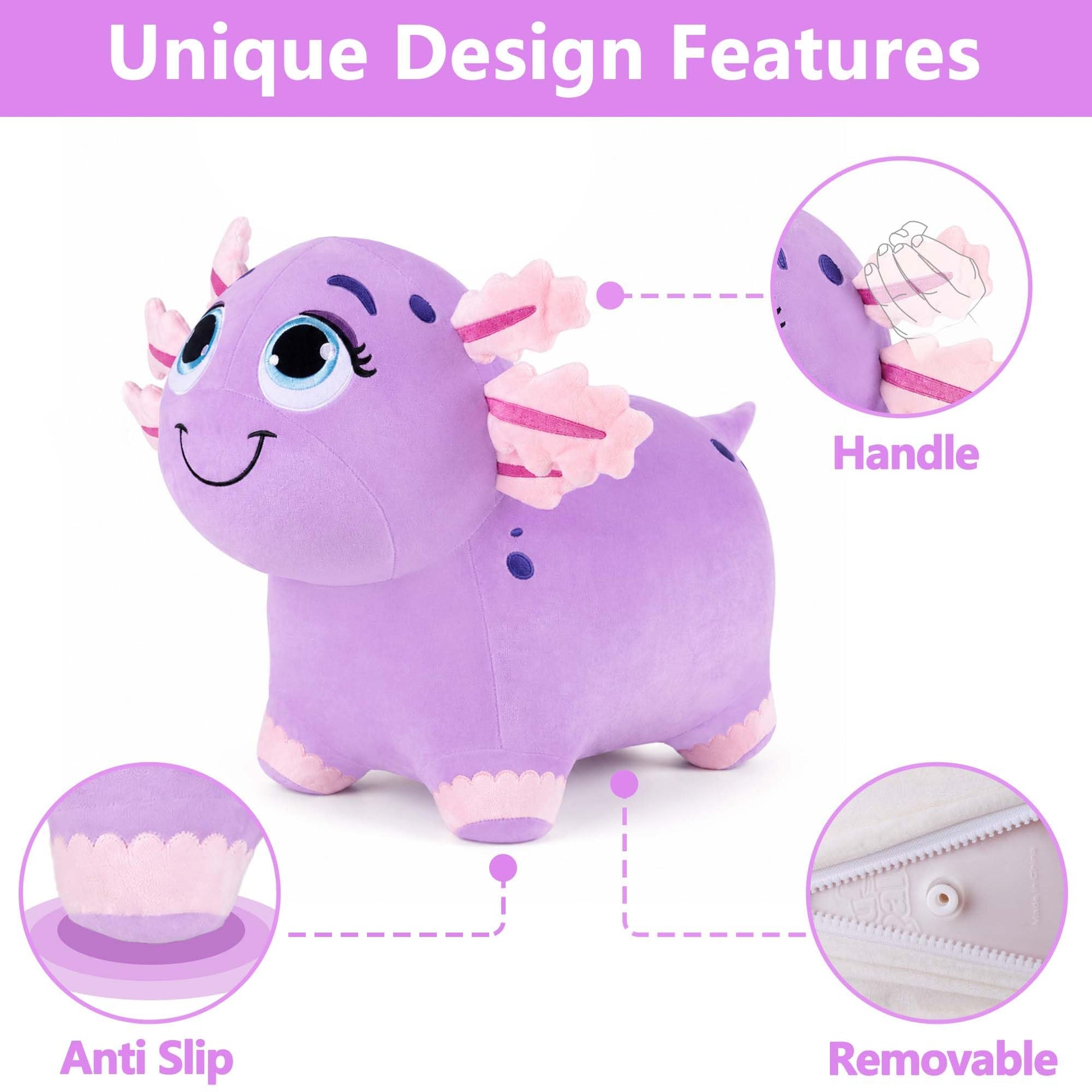 Bouncy Pals Axolotl Hopping Horse, Toddler Inflatable Animal Hopper Toys