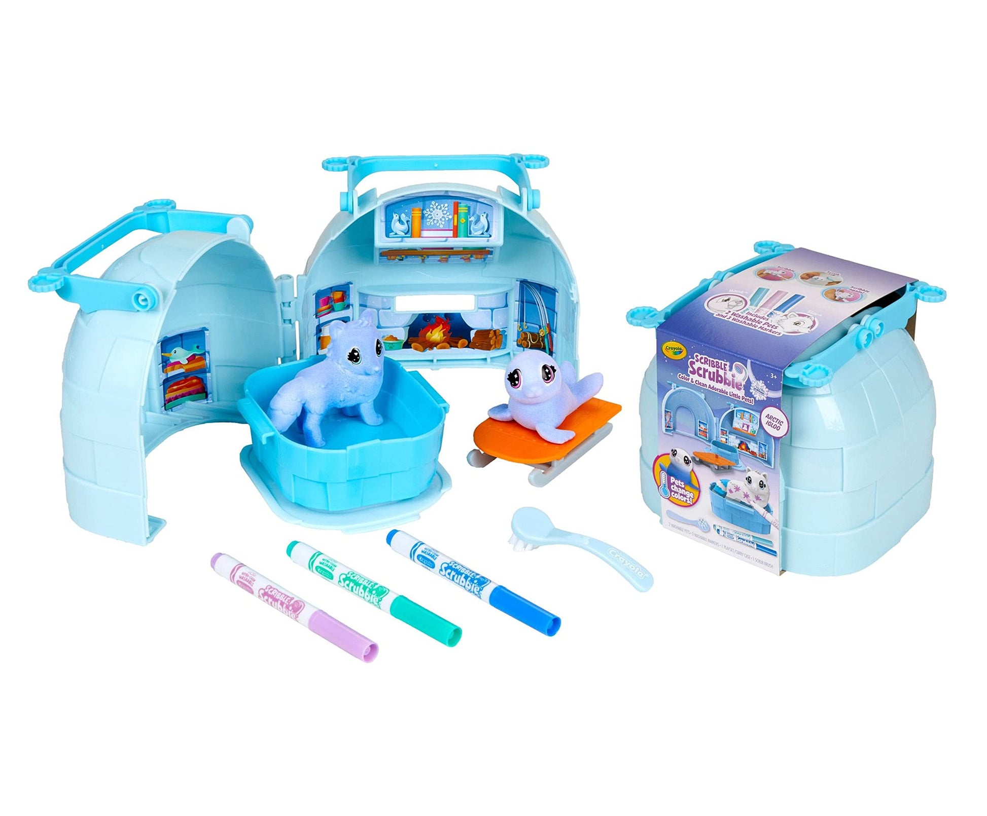 Scribble Scrubbie Pets Arctic Igloo, Color Change Pets & Storage Case, Gift for Girls & Boys