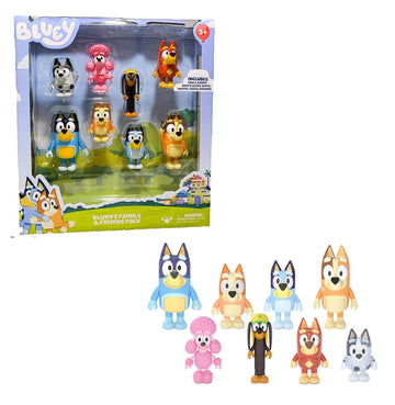 Bluey Family and Friends Figure 8-Pack: Articulated 2.5 Inch Action Figures; Bluey, Bingo, Bandit (Dad), Chilli (Mum), Coco, Snickers, Rusty