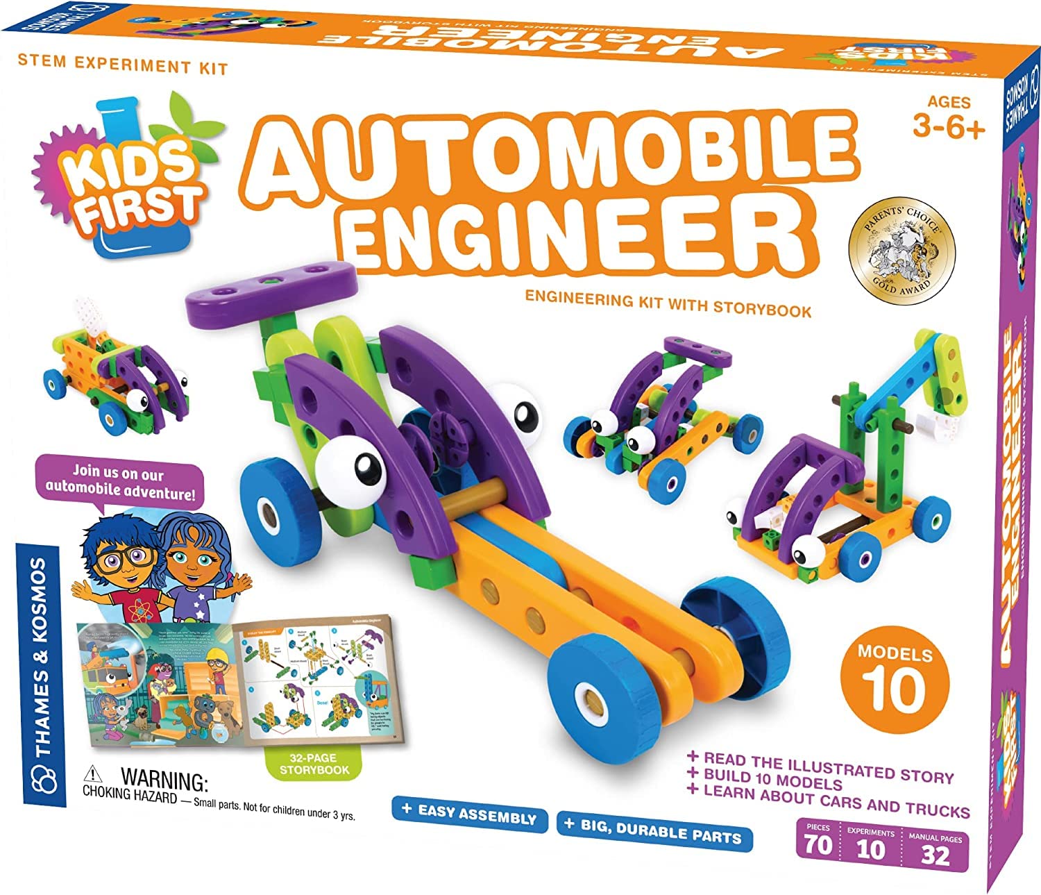 Thames & Kosmos Kids First Automobile Engineer Kit | STEM | 32 Page Full-Color Illustrated Storybook | Ages 3+ | Preschoolers & Kindergartners |