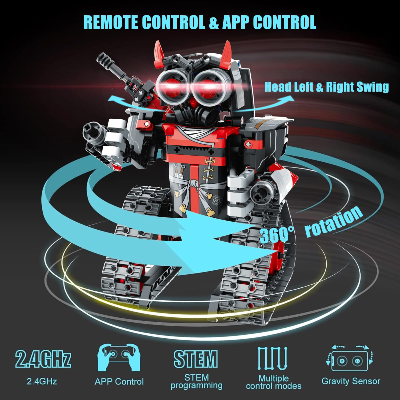 EXCOUP Remote Control Robot Building Kit for Boys 6-12, 3-in-1 STEM Remote & APP Controlled Coding Gear Robot/Tank/RC Car, 419 Pcs Science Learning