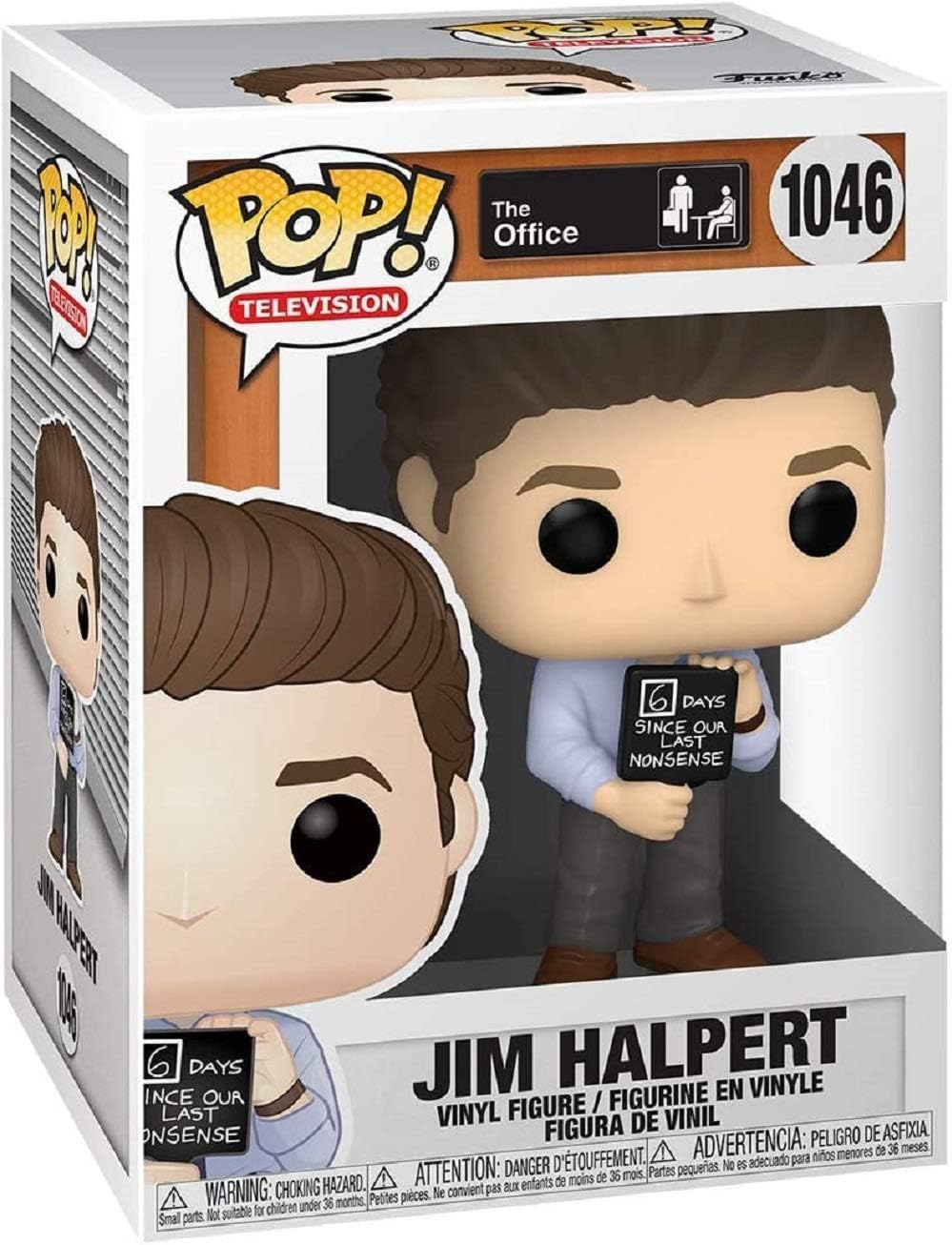 Funko Pop! TV: The Office - Jim Halpert with Nonsense Sign Vinyl Figure (Bundled with Compatible Pop Box Protector Case), Multicolored, 3.75 inches