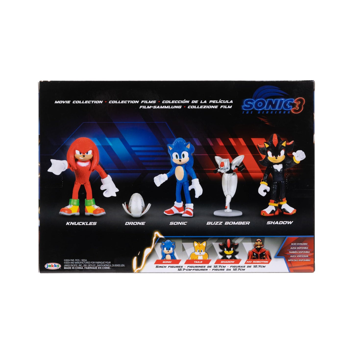 Sonic The Hedgehog 3 Movie Action Figures 2.5-Inch Movie Collector Toy Figure Multi-Pack Includes Knuckles Shadow Buzz Bomber & Drone- Officially