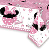 Pink Happy Birthday Party Tablecloth Decorations - Rectangular Tablecover Disposable Plastic Table Cover for Baby Shower Girls 1st 2nd 3rd 4th 5th 6th