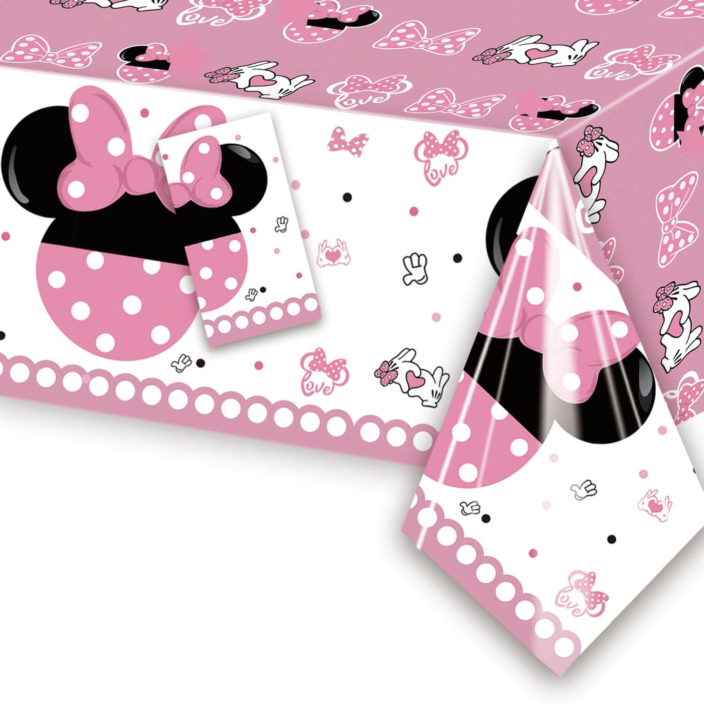 Pink Happy Birthday Party Tablecloth Decorations - Rectangular Tablecover Disposable Plastic Table Cover for Baby Shower Girls 1st 2nd 3rd 4th 5th 6th