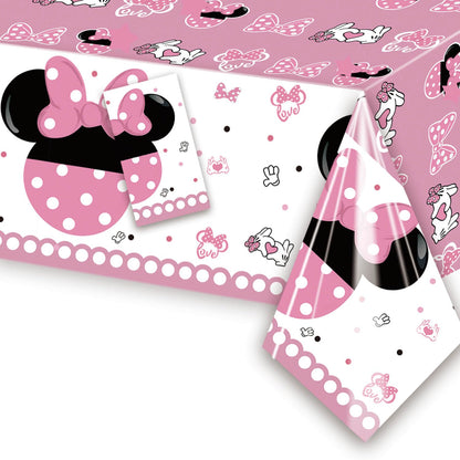 Pink Happy Birthday Party Tablecloth Decorations - Rectangular Tablecover Disposable Plastic Table Cover for Baby Shower Girls 1st 2nd 3rd 4th 5th 6th