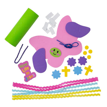 Fun Express Religious New Life Butterfly Craft Kit - Colorful Butterfly Shapes with Religious Theme - Ideal Sunday School & VBS Crafting Activities