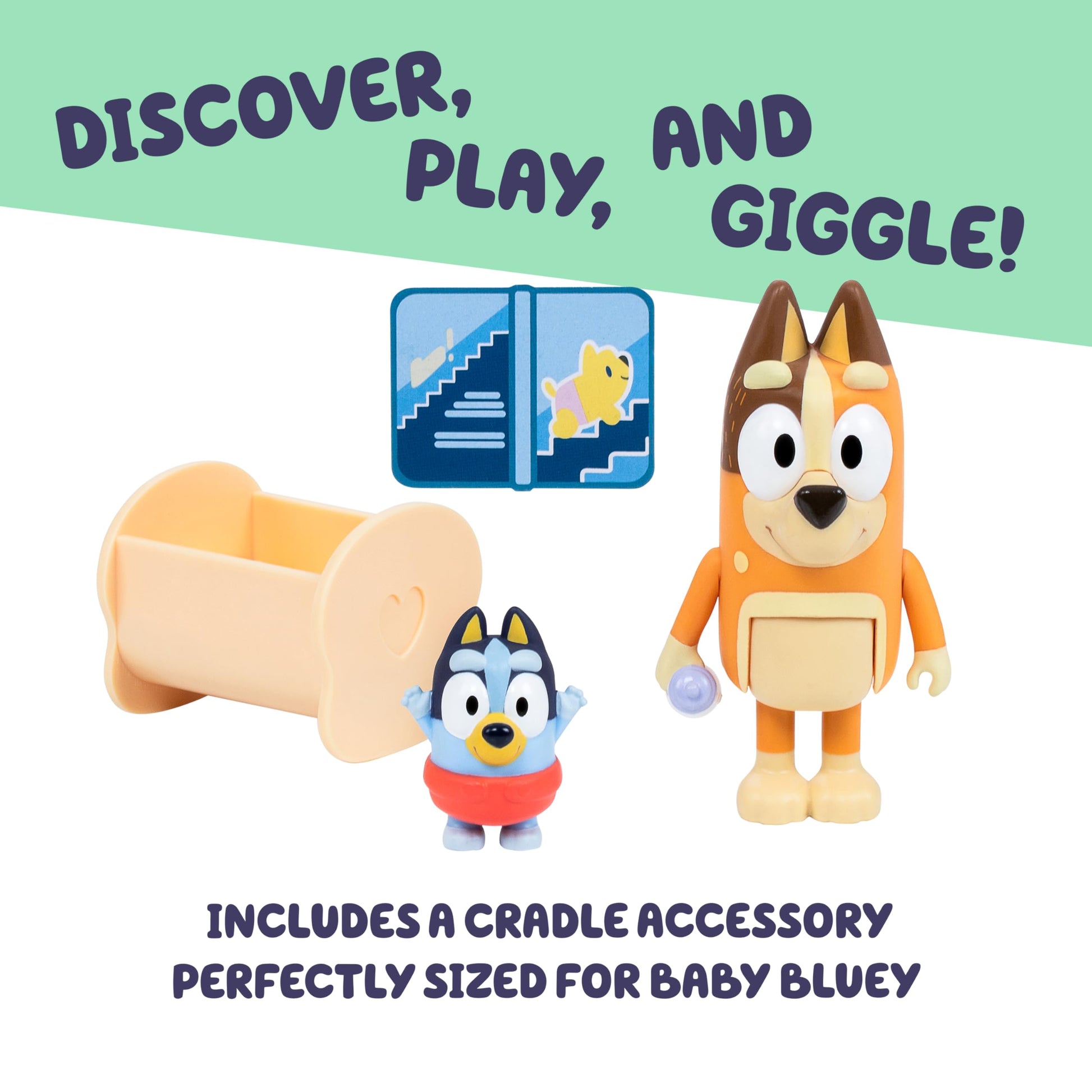 Bluey Baby Race Figure 2-Pack, Chilli & Baby in Cradle