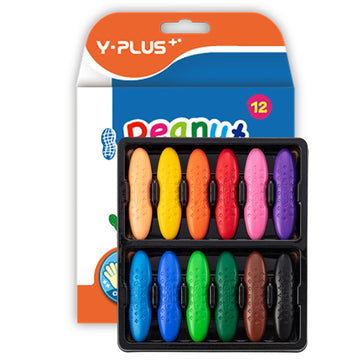 YPLUS Peanut Crayons for Kids, 12 Colors Washable Toddler Crayon, Non-Toxic Baby Crayon for ages 2-4, 1-3, 4-8, Coloring Art Supplies