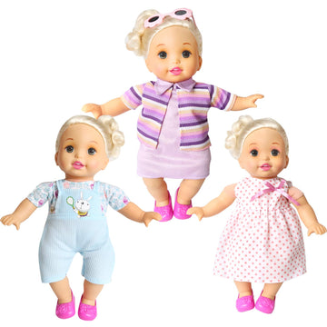 BOBO Clothes Set of 12 for 12-14-16 Inch Alive Lovely Baby Doll Clothes Dress Outfits Costumes Dolly Pretty Doll Cloth Handmade Girl Christmas